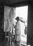 Käte Lassen in ihrem Stenbjerger Atelier, um 1939