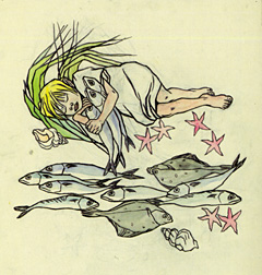 Schlafendes Mädchen mit Fischen, 1924